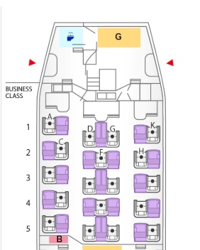 ボーイング787-8のビジネスクラス座席表